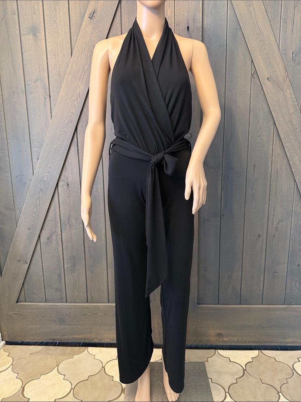 Black Halter Tie-Waist Jumpsuit